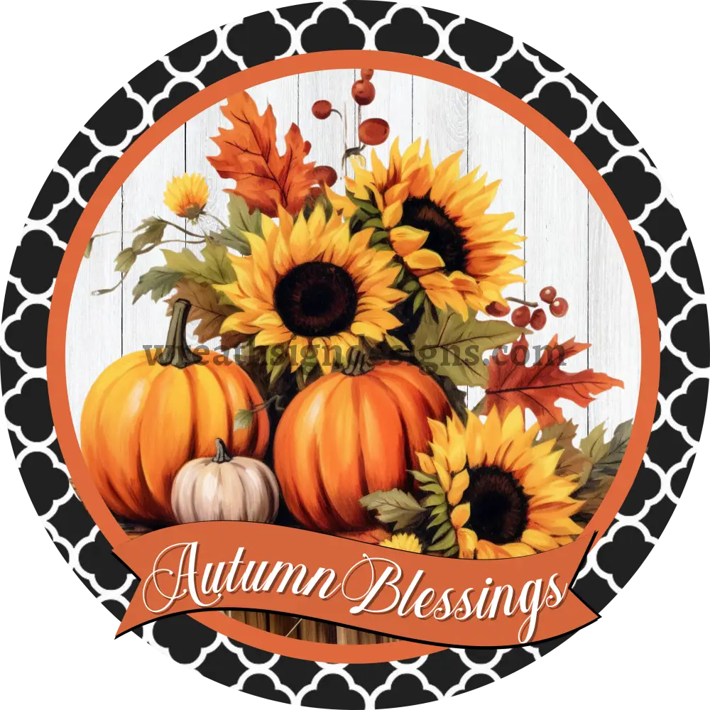 Autumn Blessings Pumpkins And Sunflowers Circle 6