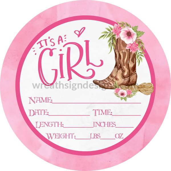Baby Announcement Sign: Its A Girl Cowgirl Wreath Sign 8