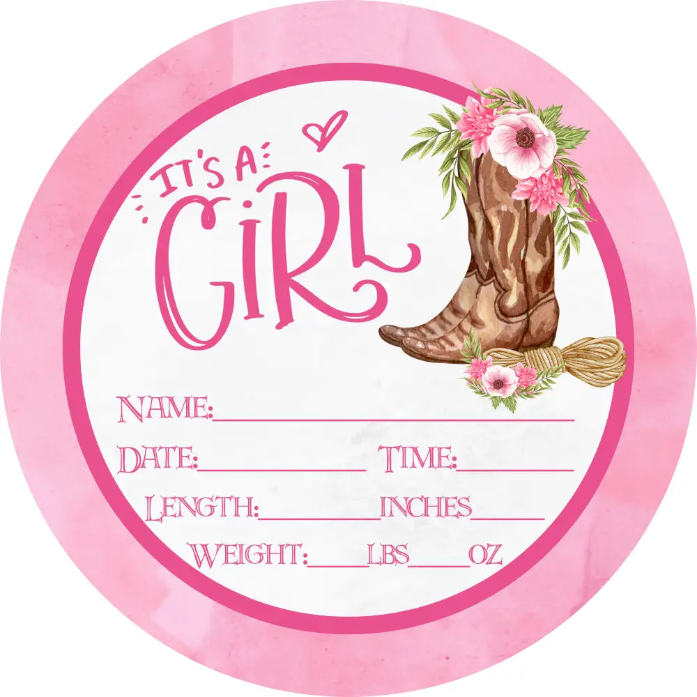 Baby Announcement Sign: Its A Girl Cowgirl Wreath Sign 8