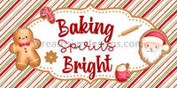 Baking Spirits Bright Gingerbread Candy Cane Stripes Christmas 12X6 Metal Wreath Sign