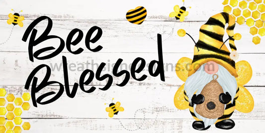 Bee Blessed Honey Gnome-12X6 Metal Sign