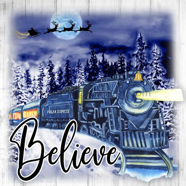 Believe Christmas Train- Metal Wreath Sign 8 Decor