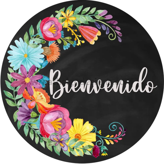 Bienvenido Mexican Florals- Metal Sign 8