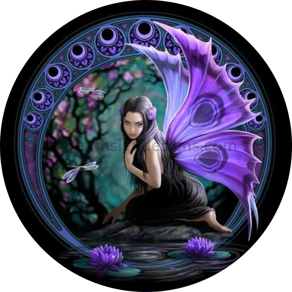 Black And Purple Fairymetal Wreath Sign 11.75