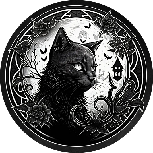 Black Gothic Cat- Halloween- Metal Sign 8