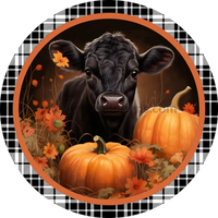 Black Pumpkin Cow With And White Plaid Circle 6
