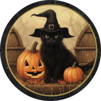 Black With Cat Halloween Jack O Lanterns- Halloween- Metal Sign 8
