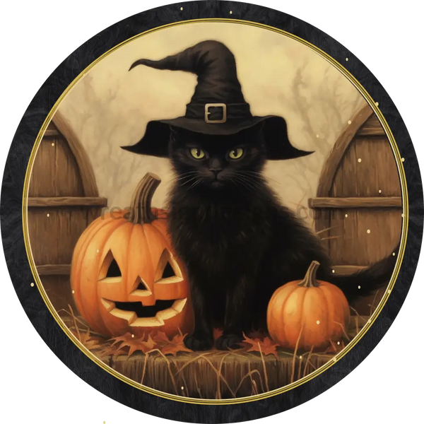 Black With Cat Halloween Jack O Lanterns- Halloween- Metal Sign 8