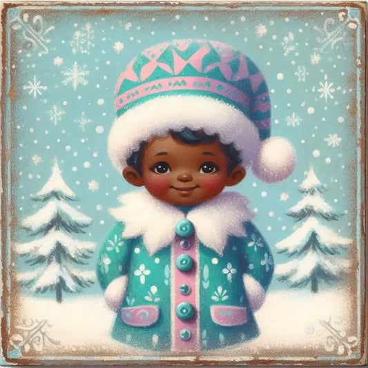 Blue Lavender Pink Elf Christmas Metal Wreath sign MS-1596