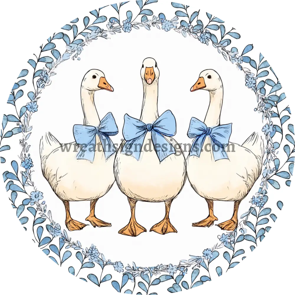 Blue Retro Goose Vintage Style Wreath Sign MS-1226 11.75’’