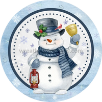 Blue Snowman With Winter Lantern And Cardinal - Metal Signs 6