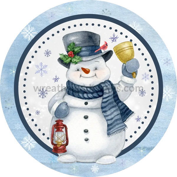 Blue Snowman With Winter Lantern And Cardinal - Metal Signs 6
