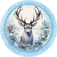 Blue Winter Reindeer- Wreath Sign 6