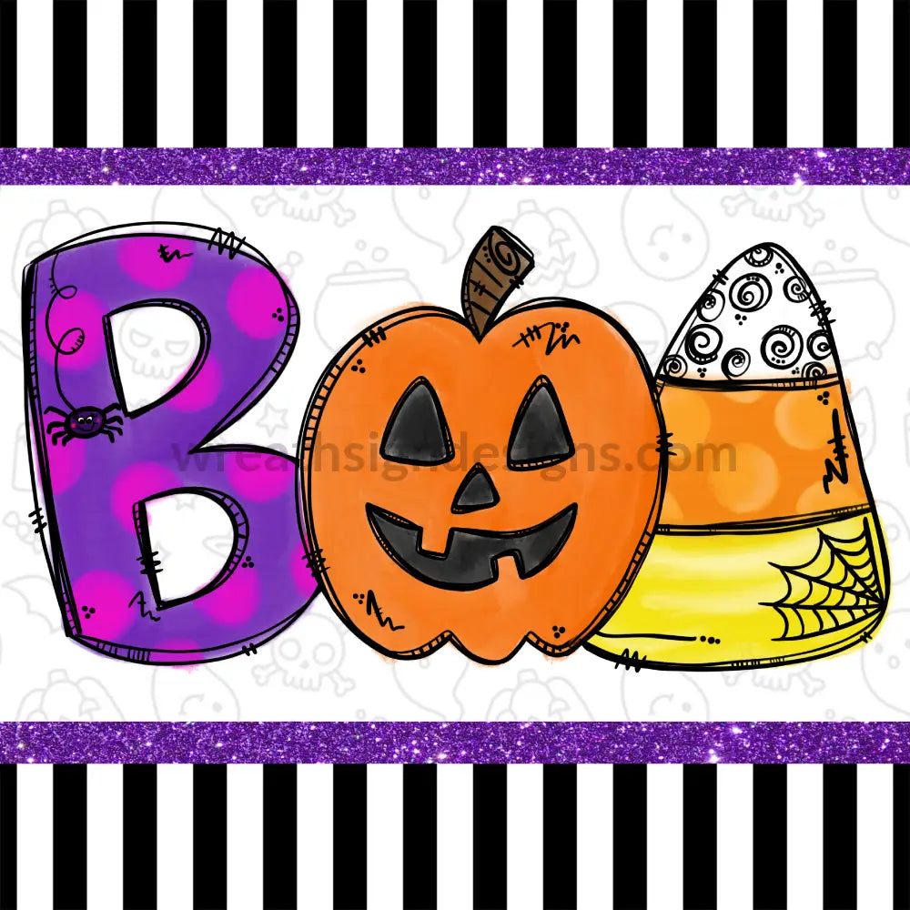 Boo Jack O Lantern And Candy Corn Halloween- Metal Sign 8