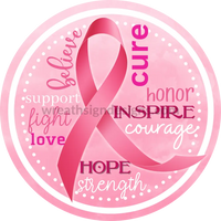 Breast Cancer Awareness Round Metal Wreath Sign 8