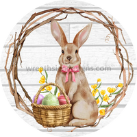 Bunny With An Easter Basket- Metal Wreath Sign 10