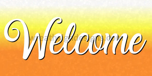 Candy Corn Welcome Metal Wreath Sign 12X6