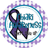 Chiari Awareness Round Purple Harlequin- Square Metal Sign 8 Circle