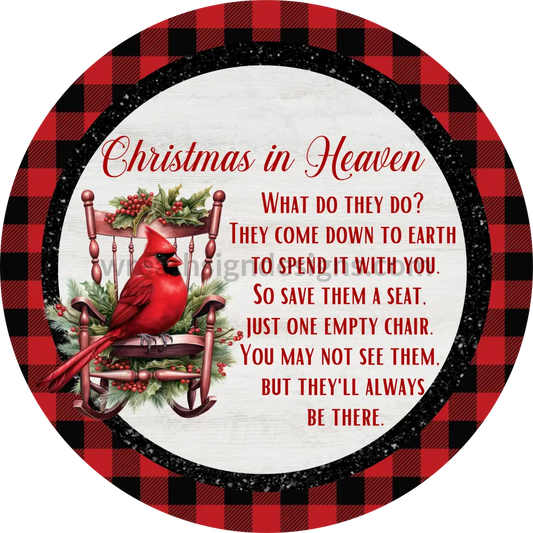 Christmas In Heaven Cardinal Rocking Chair- Circle Metal Sign 6