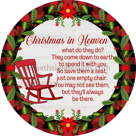 Christmas In Heaven Rocking Chair- Circle Metal Sign 8