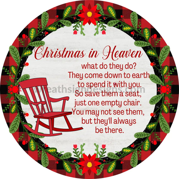 Christmas In Heaven Rocking Chair- Circle Metal Sign 8
