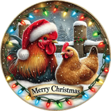 Christmas Lights Chicken Sign- Cow Wreath Sign 8’’