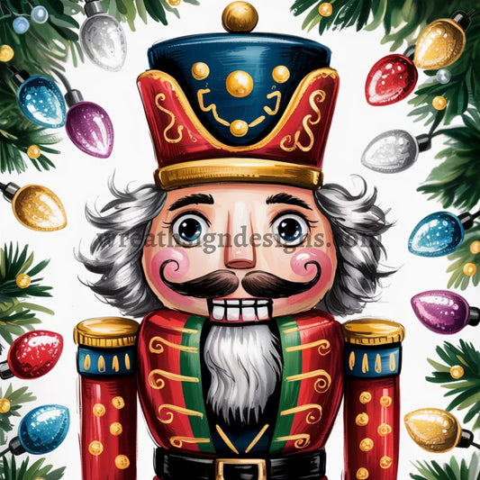 Christmas Nutcracker Red and Green Metal Christmas Wreath Sign MS-1583