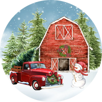 Christmas On The Farm- Barn Vintage Truck And Snowman- Metal Signs 6