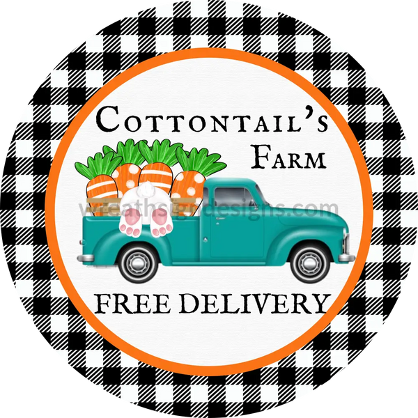 Cottontail Farms Vintage Carrot Truck With Bunny Butt-Metal Wreath Sign 8