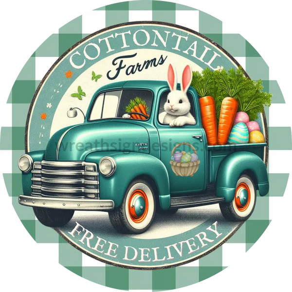 Cottontail Farms Vintage Carrot Truck With Bunny-Metal Wreath Sign 8