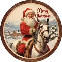 Cowboy Santa Western Christmas Round Metal Sign 6