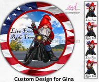 Custom: Gina- 10 Patriotic Biker Gnome And 5 Yards Coordinating Ribbon