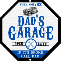 Dads Garage 12 Metal Wreath Sign
