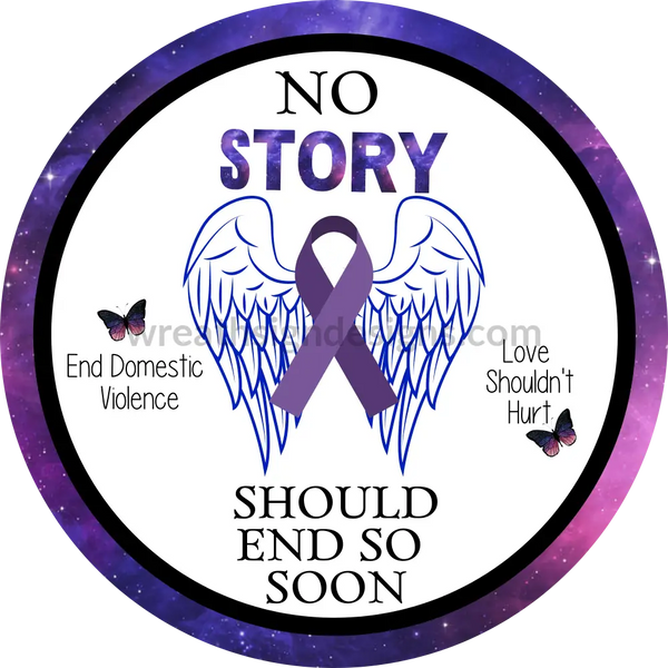 Domestic Violence Awareness Angel Wings- Square Metal Sign 8 Circle