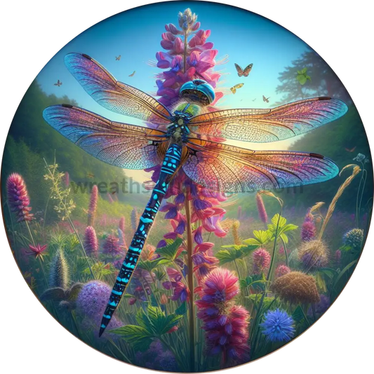 Dragonfly Wreath Metal Sign 6’