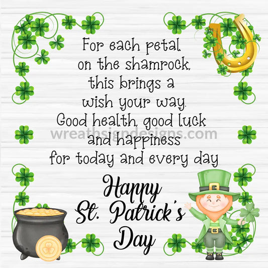 Each Petal Of The Shamrock- Happy St. Patricks Day Leprechaun-Square Metal Sign 8