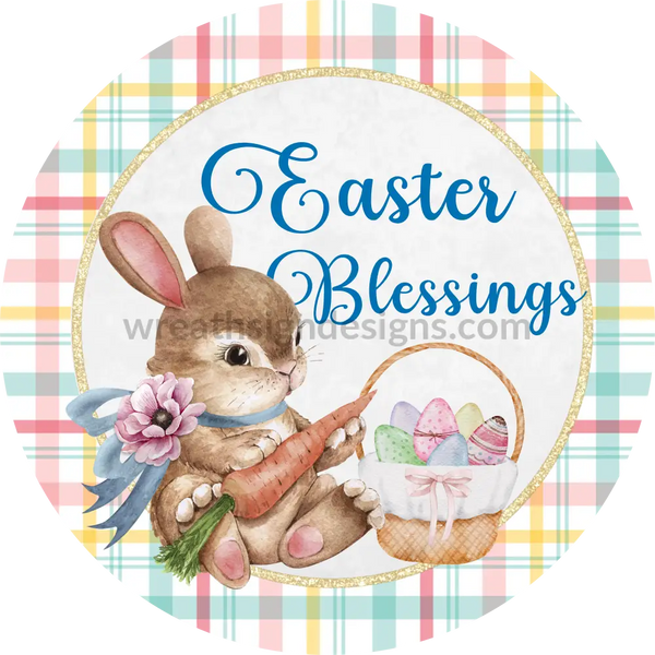 Easter Blessing Bunny And Egg Basket- Metal Wreath Sign 8