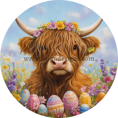 Easter Highland- Metal Wreath Sign (Copy) 10’’