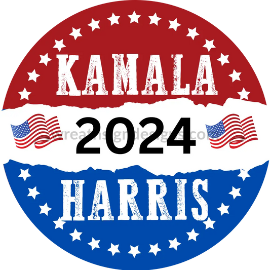 Election 2024- Harris Red White Blue Metal Wreath Sign 6’
