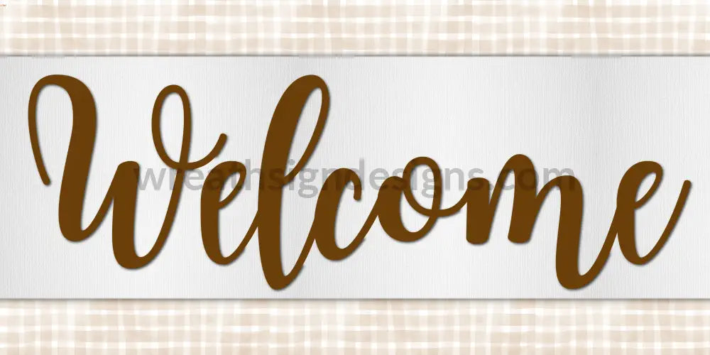 Everyday Welcome Wreath Sign Beige And Brown Gingham
