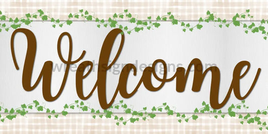 Everyday Welcome Wreath Sign Beige And Brown With Greenery