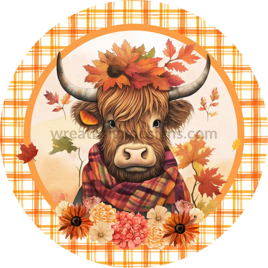 Fall Highland Cow Wreath Sign 8