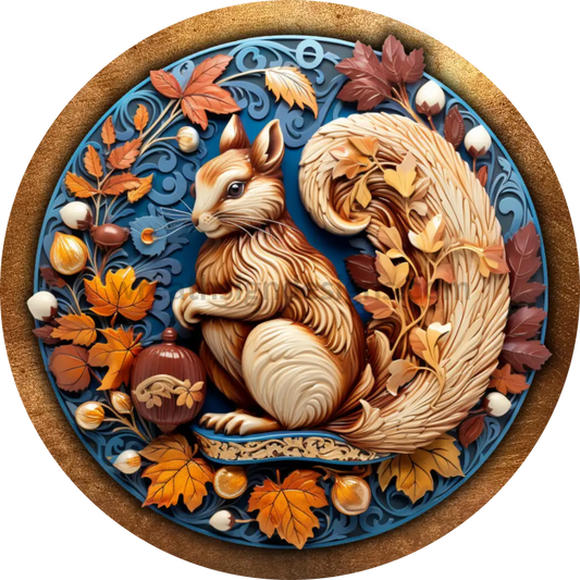 3D Fall Squirrel Metal Sign 6