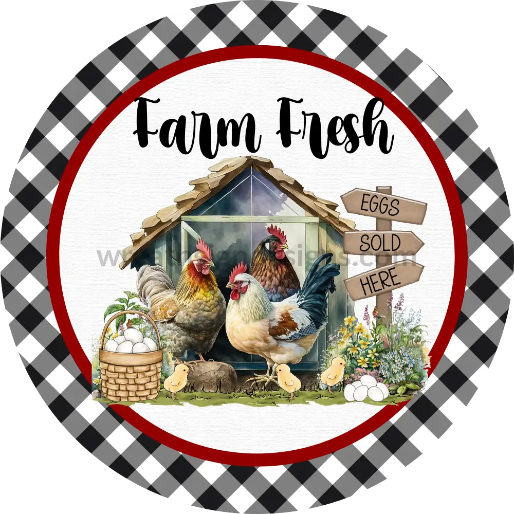 Farm Fresh Eggs Sold Here Chicken Coop Sign Wreath Metal Sign 8