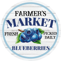 Farmers Market-Blueberries Metal Sign 6 Circle