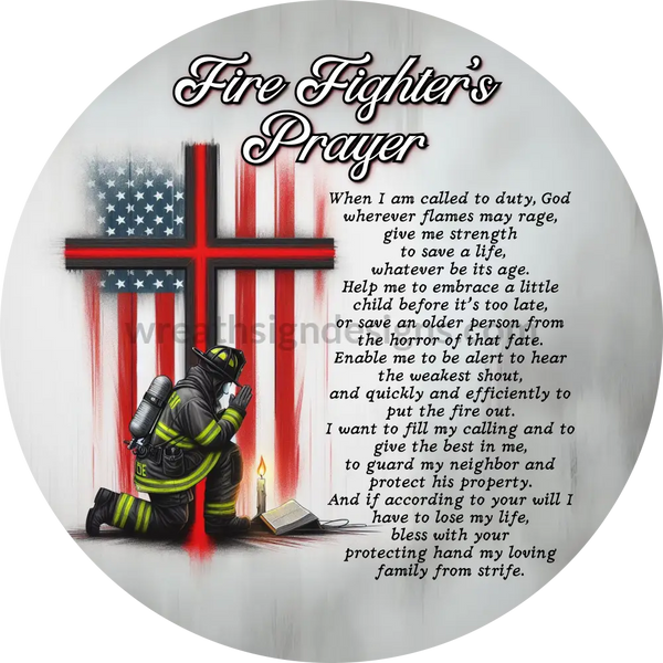 Firefighters Prayer - Firefighter Metal Wreath Sign 6