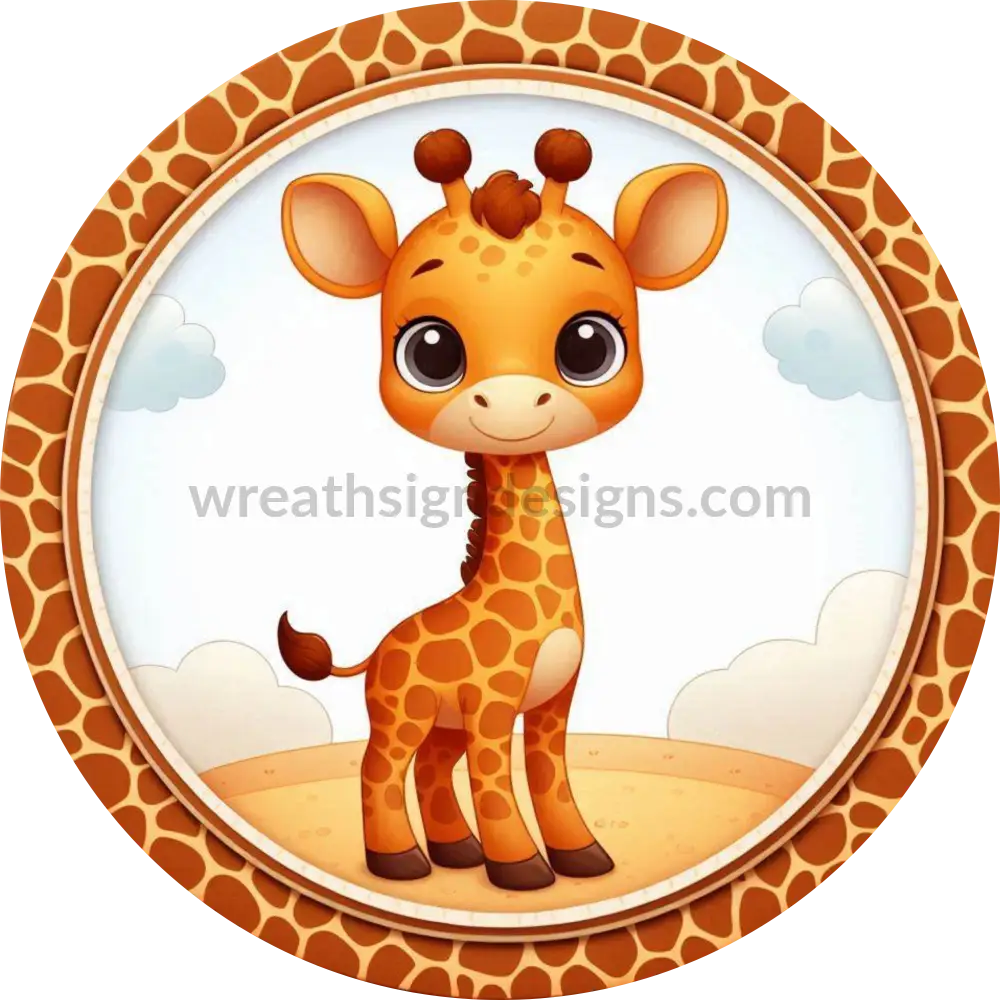 Giraffe Wreath Sign- Metal Sign 10’’