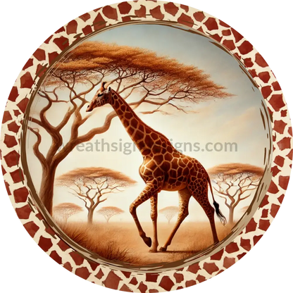 Giraffe Wreath Sign- Metal Sign 10’’