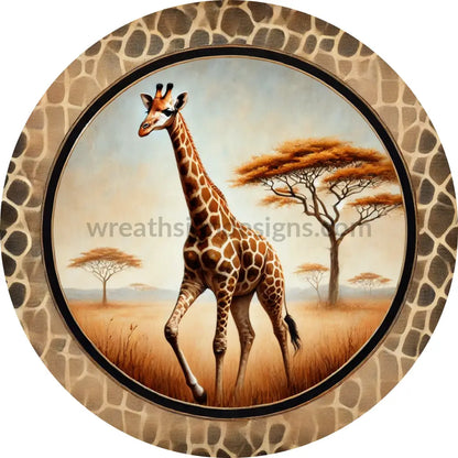 Giraffe Wreath Sign- Metal Sign 10’’