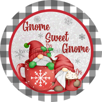 Gnome Sweet Christmas Winter Gnome- Metal Wreath Sign 8